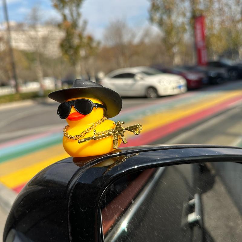 Product Introduction of 1pc Cool Duck With Black Cowboy Hat Design Car Decoration, Car Dashboard Decoration, Car Interior Decoration Accessories 6