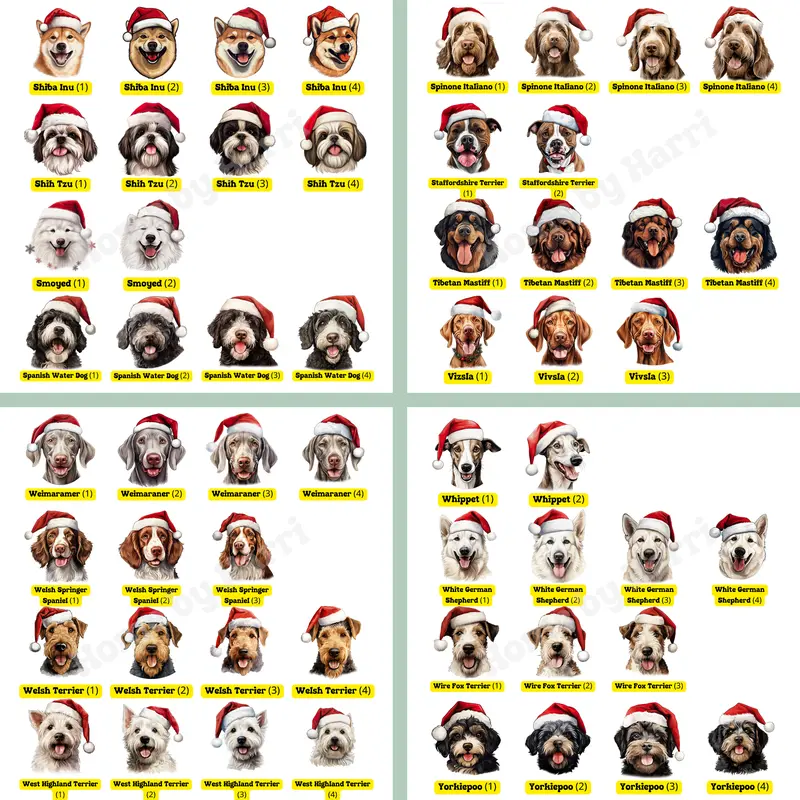 Christmas Santa Hat Dog Sacks/Stocking - Various Breeds 7