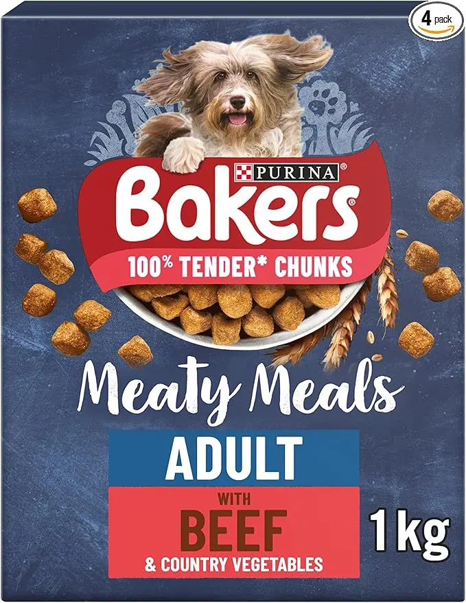 BAKERS Meaty Meals Beef Dry Dog Food - Pack of 5 (1kg)