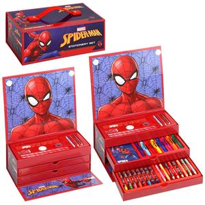 Spiderman 34pc Kids Colouring Art Stationery Set with Watercolour Felt Tip Pens Crayons and Pencils Travel Set for Children
