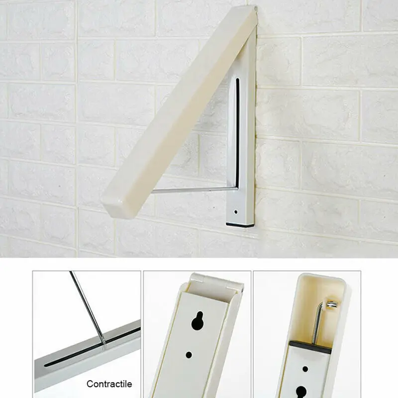 1x Retractable Folding Wall Mount Clothes Hanger Laundry Drying Rack Organizer 5