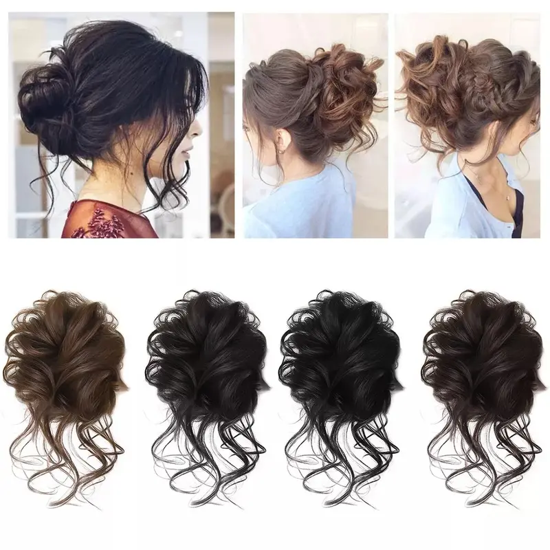Curly Messy Bun Hair Piece Updo Scrunchie Fake Natural Bobble Hair Extensions RI 2
