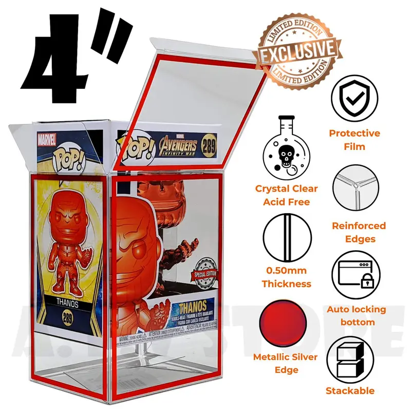 ATV Protectors / Cases Ruby Metallic 0.45mm Thick For 4" Funko Pops - Available in Packs of (1-50) 1