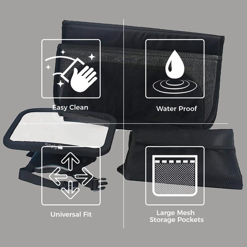 Baby Car Automotive Starter Bundle Starter Kit - Padded Seat Protector + Baby Mirror + Kickmat 1