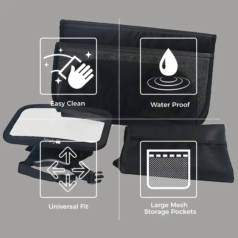 Baby Car Automotive Starter Bundle Starter Kit - Padded Seat Protector + Baby Mirror + Kickmat 1