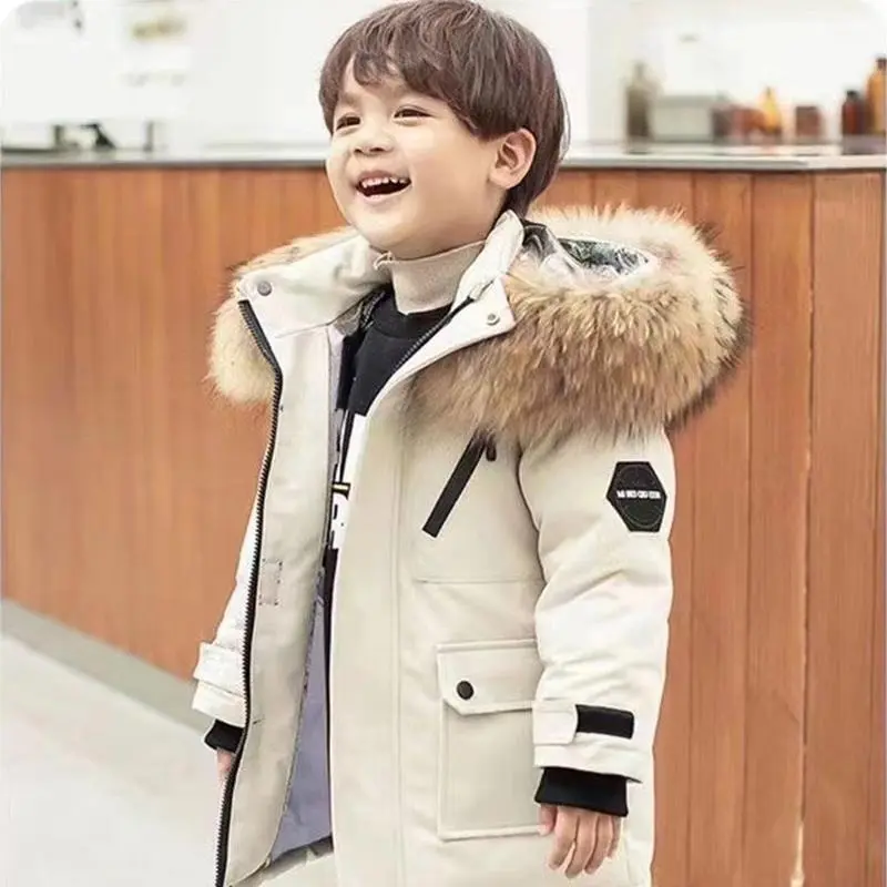5 6 8 10 12 Years Winter Boys Jacket Thicken Keep Warm Fashion Fur Collar Kids Jacket Hooded Zipper Children Outerwear Clothing 1