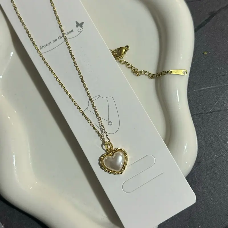 Heart Pearl Necklace for Women Jewelry French Fashion New Style Luxury Collar Chain Necklaces