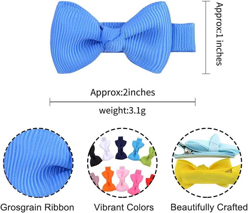 Product Introduction of 50 Pcs Baby Hair Bows with Full Ribbon Covered Baby Care Clips Craft 2 Inch Small Hair Clips for Baby Fine Hair 5