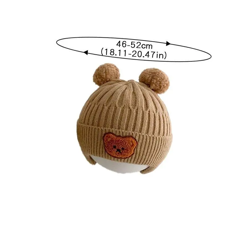 1pc Winter Baby Beanie Cap - Cartoon Bear Ear Protection Knitted Hat For Toddler Boys & Girls - Soft & Warm Wool Blend - Perfect for Cold Weather - Ideal Gift for Baby Shower 5
