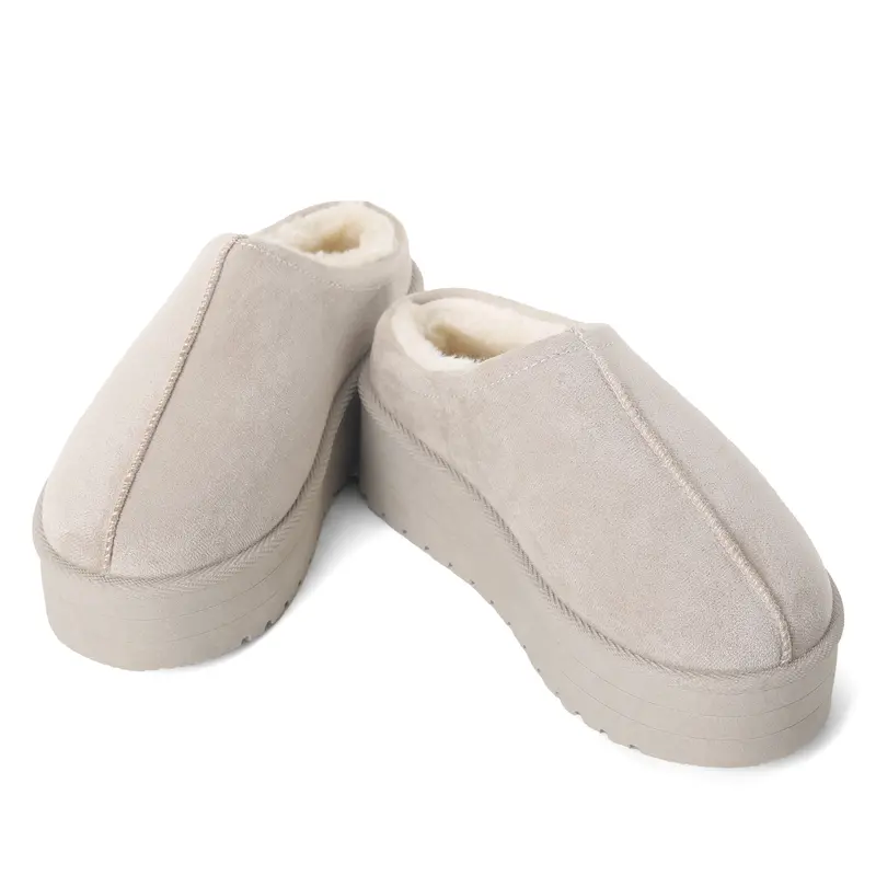 Ready Salted Autumn Winter Warm SuedeBraided Outdoor Slippers Fashion GenuineLeather Fluffy Fur Lining Shoes for AutumnWinter Flat Sole and Platform Sole 2 StylesOptional 7