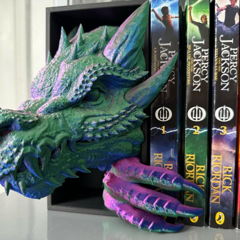 Dragon Book Nook 3D Printed Fantasy Shelf Decor Unique Gift - Ornaments Dragon Book Nook Insert | Magical 3D Effect Bookshelf Decor | ACOTAR Inspired | 3d Printed Decor | Unique Book Display | Bookish Gift Tail 2