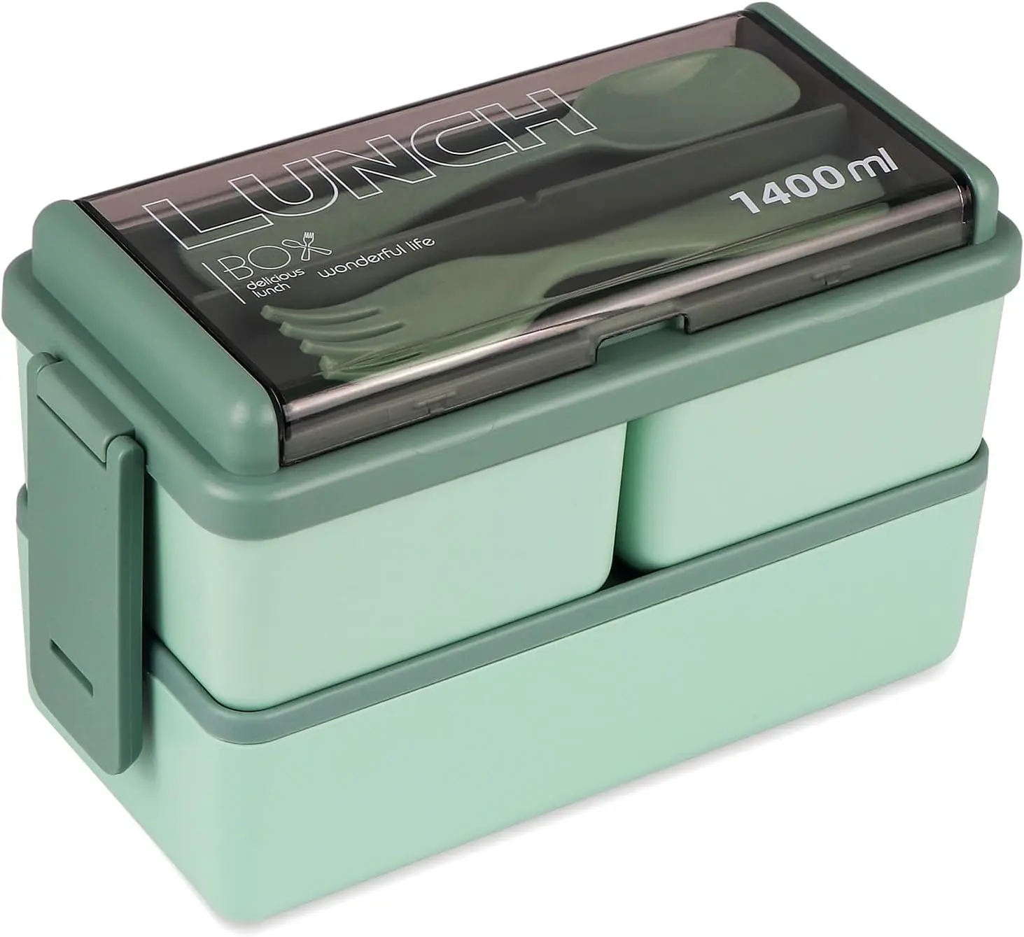 Lunch Box Adults, 49OZ Bento Box Stackable, Leak Proof Adult Bento Box with Removable Compartments, Bento Box Lunch Box Microwave Safe Tableware.