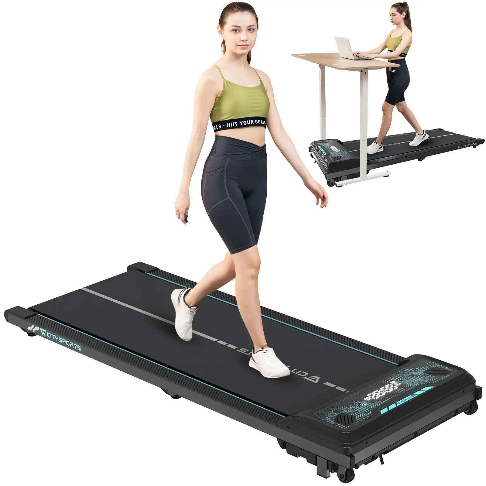 CITYSPORTS Treadmills,Under Desk Treadmill for Home Office,Ultra Slim Walking Pad with Remote,LED Display and Bluetooth Speaker,1-6km/h,No Assembly