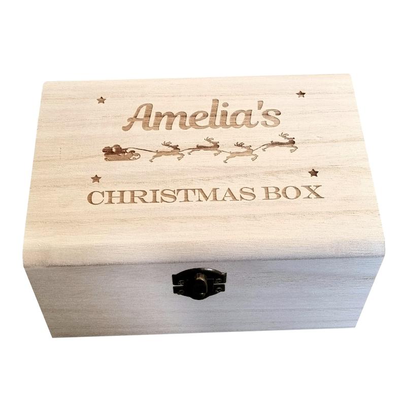 Personalised Engraved Wooden Christmas Gift Box Gift for Kids or Adults |18 cm Empty box Traditional Xmas Gift jewellery 3