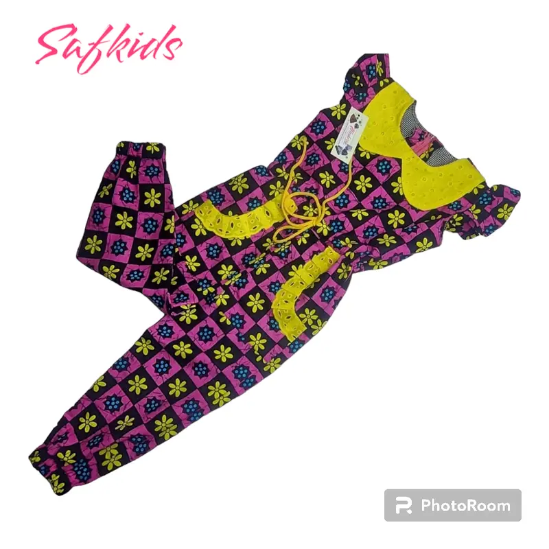 African Print Jumpsuit for Girls, Handmade 1
