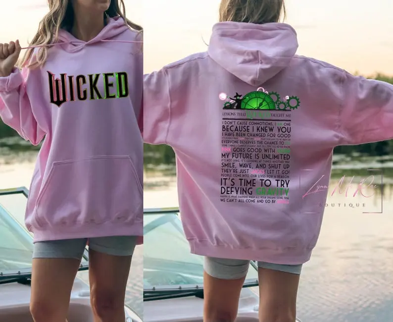 (T-SHIRT, SWEATSHIRT, HOODIE) Wicked "Defy Gravity" shirt, wicked uk merch, Wizard of Oz Broomstick Hoodie, Gift for Her Cotton Crewneck