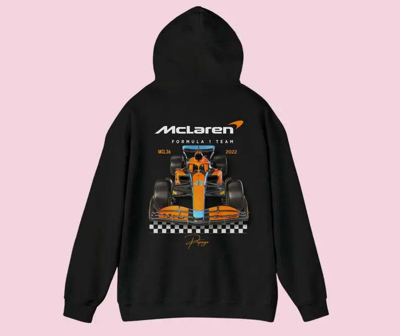 Retro Mclaren Formula One Hoodie Heavy Blend Unisex Sweatshirt F1 Lando Norris Oscar Piastri Gift F1 driver Inspired Aesthetic Racing Clothing Vintage Women & Men, Crewneck Casual Shirt, Top Style Sweatshirt