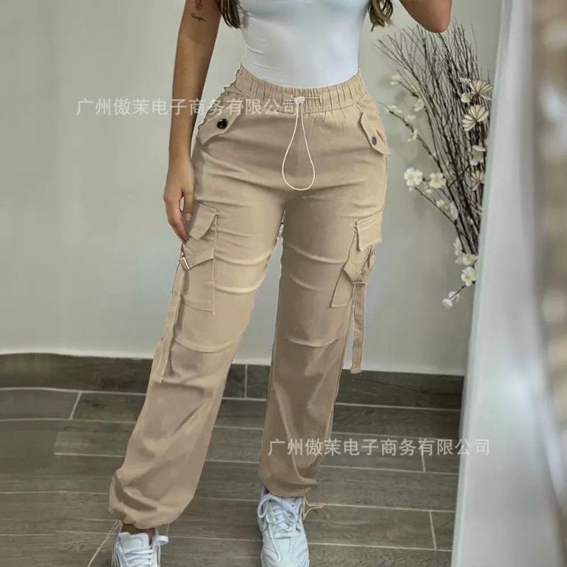 New Arrivals Temperament Design Sense Spring Summer Women's Clothing Solid Color Casual Elastic Waist Overalls 1