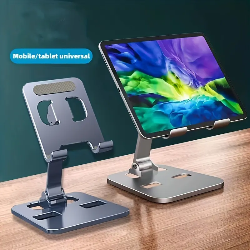 All Metal Foldable Lifting Mobile Phone Holder Lazy Desktop Holder Mobile Phone Tablet Universal Holder Multi Angle Adjustable Mobile Phone Holder Children's Online Class Mobile Phone Holder Base Compact And Portable 0
