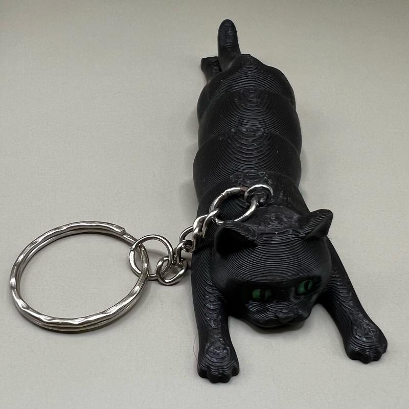 Flexi Fidget Cute Cat/ Kitten 3D Printed Model Gift articulated available as with or without Keyring for Party bags 3