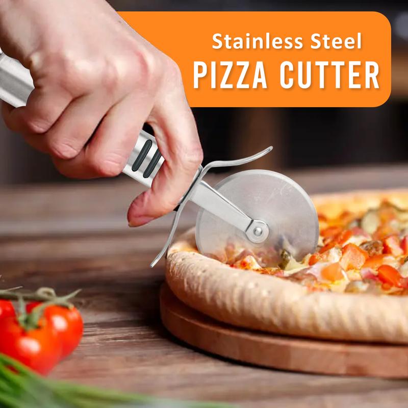 AEX Stainless Steel Pizza Cutter - Heavy Duty Kitchen Utensil Pasta Slicer Blade Thick Cheese Knives 7