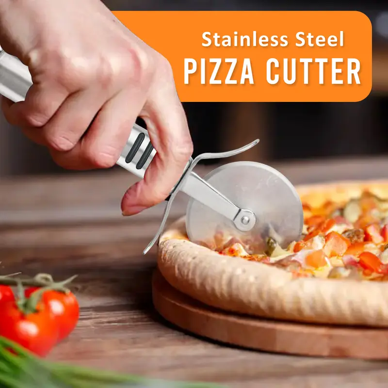 AEX Stainless Steel Pizza Cutter Heavy Duty Kitchen Utensil Pasta Slicer Blade Thick Cheese Knives 6
