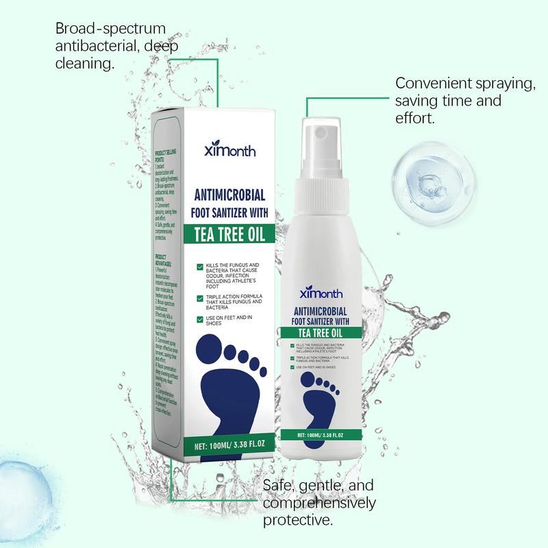 Foot Sanitizer Spray with Tea Tree Oil, 2 Counts/set Foot and Nail Sanitizer Spray, Foot Sanitizer Spray for Men and Women 3