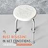 Product Introduction of Non-slip Adjustable Round Bath and Shower Stool Seat Chair Lightweight Aluminium Shower Chair for Inside Shower, Adjustable Height Shower Stool, Non-Slip Bench Bathtub Seat Stool for Elderly Disabled Adults Handicap, 3