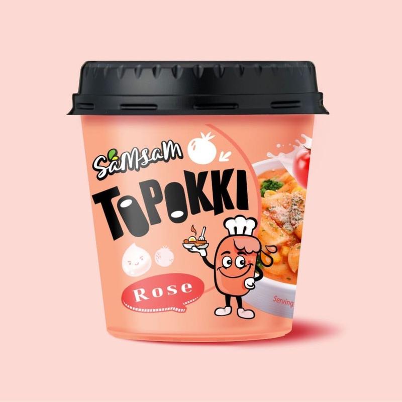 Samsam Tteokbokki, Topokki Korean Sam Sam Rose Toppokki Rice Cake - Taste Korean Food, Instant Toppokki Snack & Gift Rice Cakes, Ready-to-Eat Snack, Authentic Korean Street Food,Chewy Texture, Easy Meal or Snack, Ideal for K-Food Lovers Instant 5