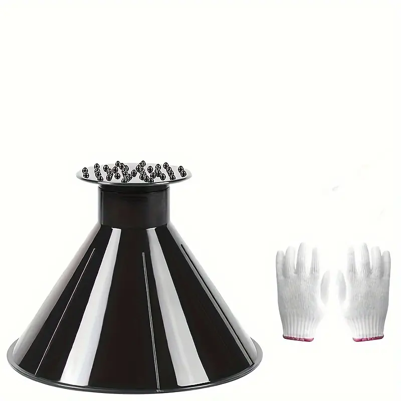 1pc Car Window Windshield Magic Ice Scraping Oil Funnel Snow Shovel + 1pair Gloves, Tool Scraping Winter Car Accessories 3