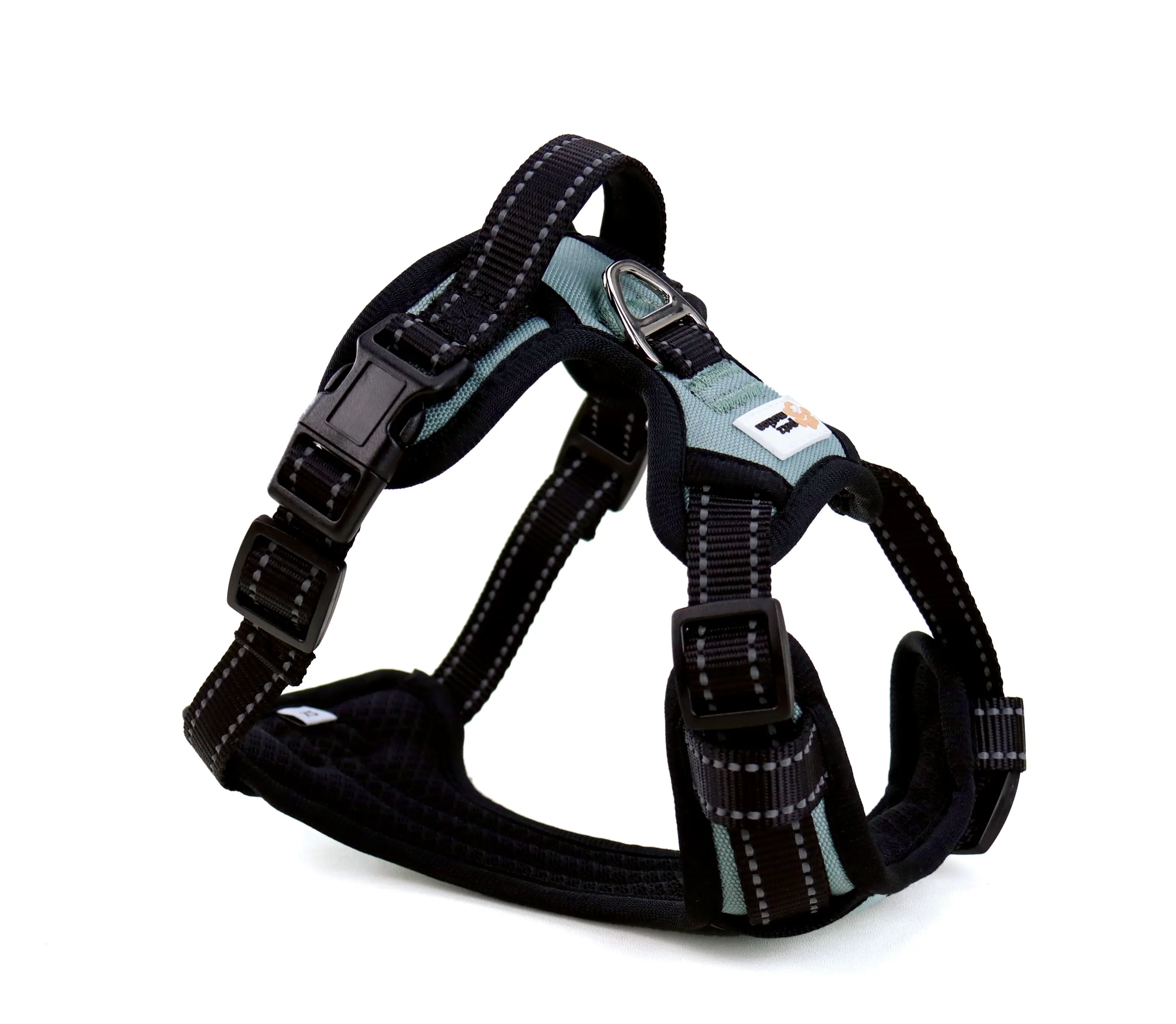 PetzMotion No-Pull Safety Dog Harness, Adjustable Reflective Outdoor Pet Vest with Handle, Durable Breathable Material, Grey