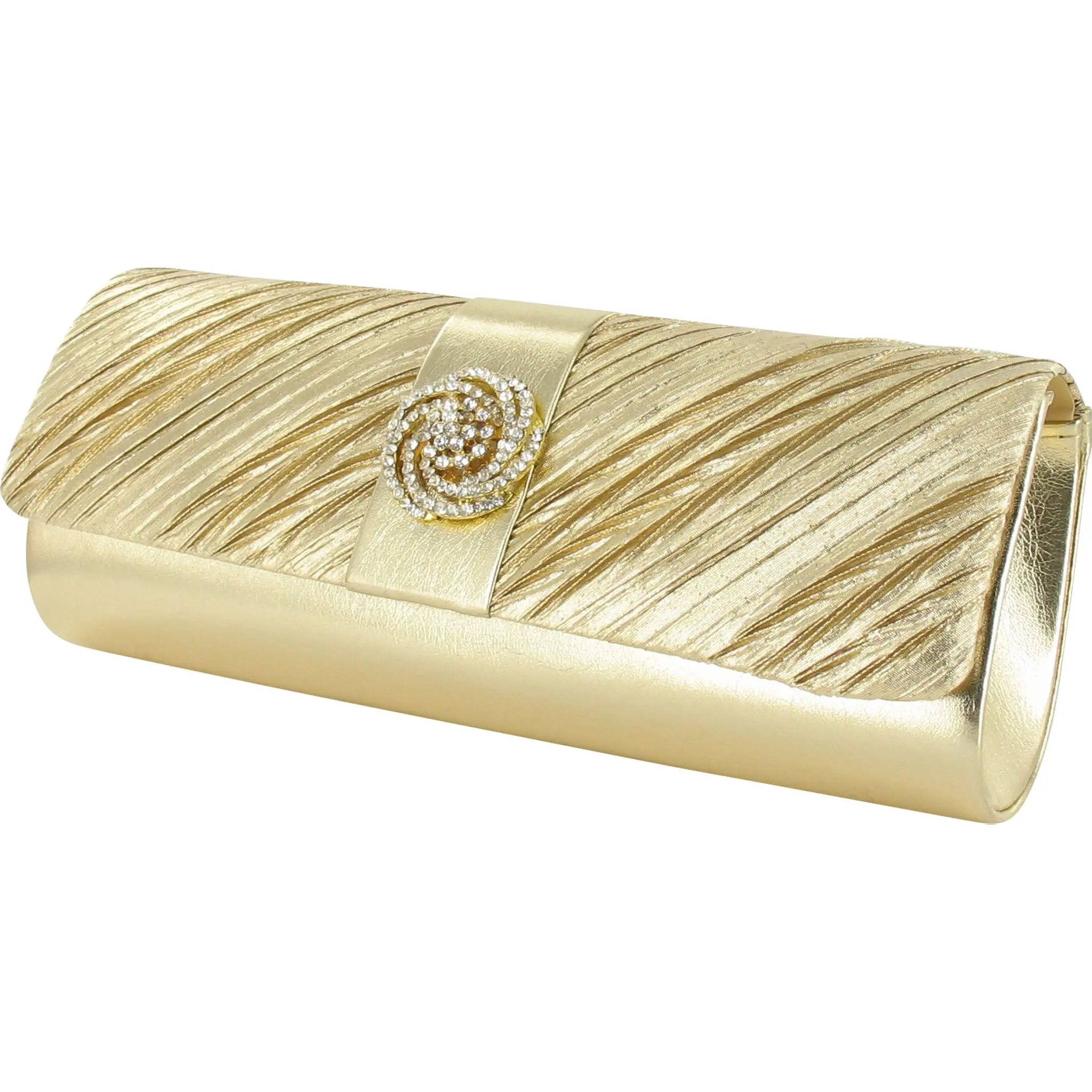 Belinda Chic Taupe Clutch Bag with Diamante Trim and Glitter Accent
