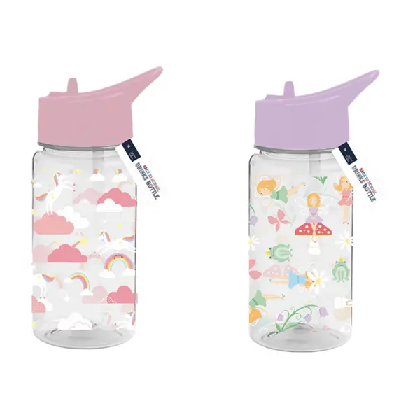 Girls Printed  | Unicorns | & | Fairies |  With Straw 400ml Drinkware Lid Christmas gift water Portable Bottled Water Bottles Plastic Stylish Reusable