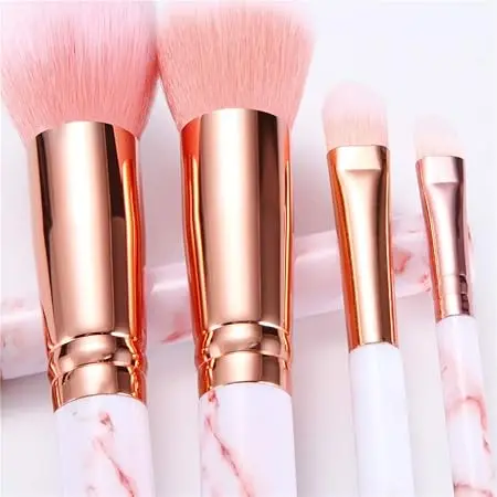 Makeup Brushes Sets Glamour Gaze 16PCS Pink Marble Make up Brushes Foundation Eyeshadow Concealer Eyebrow Blush Brush Set With Makeup Brush Holder and Silicone Mask Brush 4