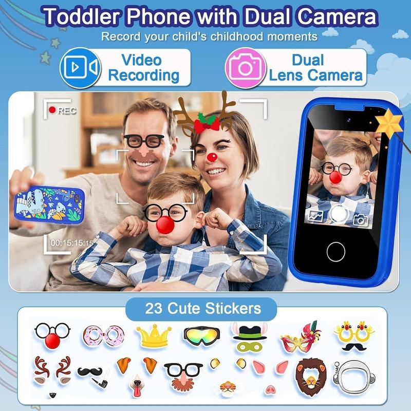 Kids Smart Phone Toys for Girls Boys Toddler Cell Phones Toy with Touchscreen Camera MP3 Learning Smartphone Childrens Fake Cellphone for 3 4 5 6 7 8 Year Old Christmas Birthday Gifts Ideas(Blue) 3