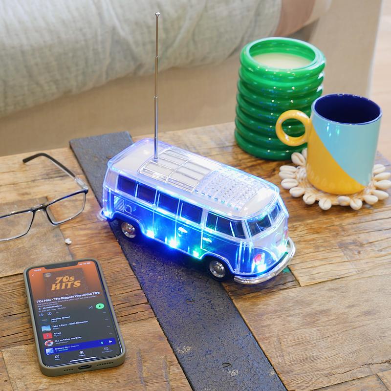 VW Camper Bluetooth Retro Speaker & FM Radio Portable Vintage Mp3 Audio 2