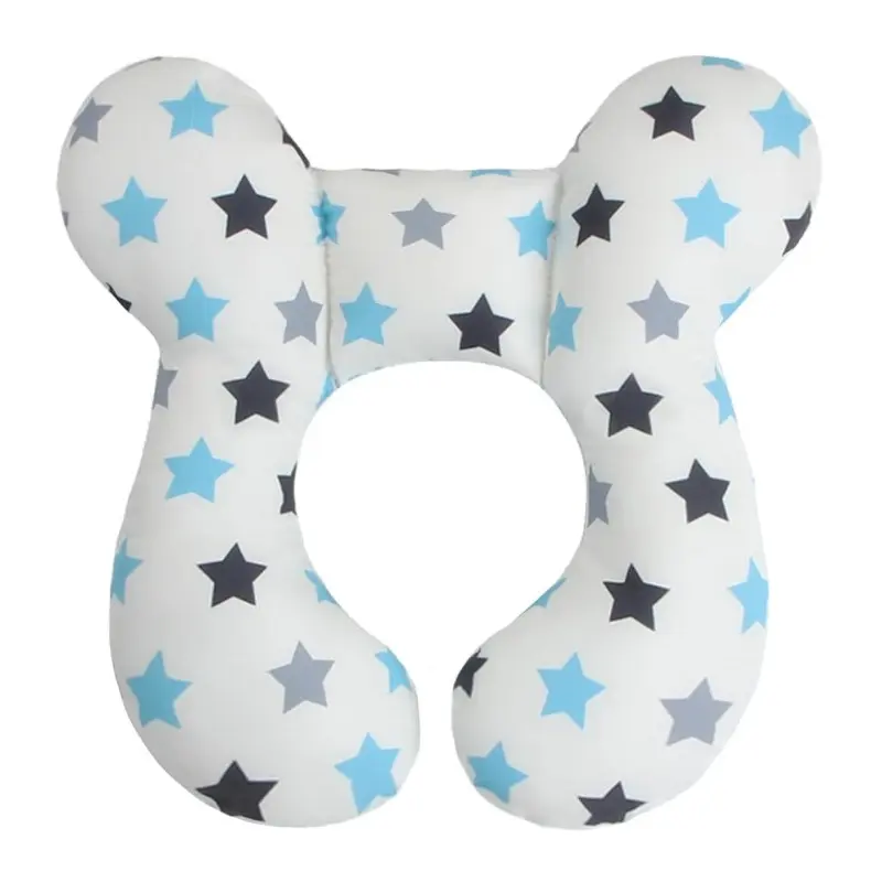 Plush Gray Fox Youngsters Travel Pillow - Soft, Lightweight Polyester Neck & Head Support Cushion with Star Pattern for Car Seats & Pushchairs, Machine Washable 2