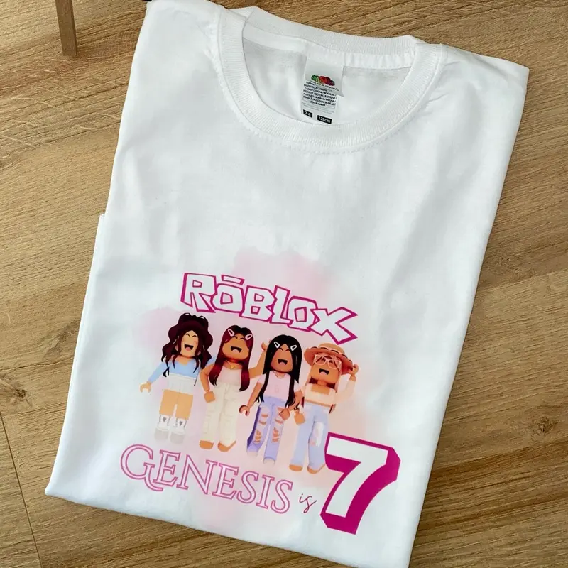 Personalised Roblox Birthday T-shirt, Roblox Birthday t-shirt, Roblox, Kids Roblox T-shirts, Kids Birthday T-shirts, Girls roblox tshirt 3