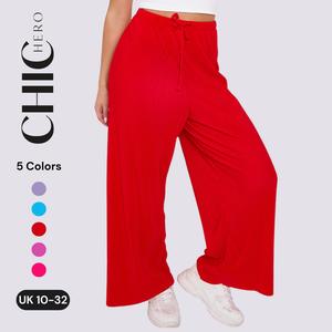 2025 ChicHero Block Basic Colour Autumn Casual Elastic Waist Pleated Trousers