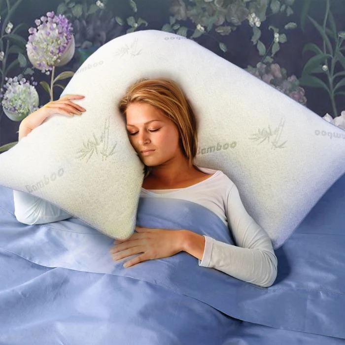 V Shape Bamboo Memory Foam Pillow , Removable Cover 3