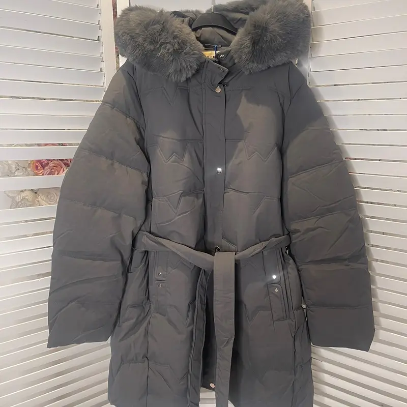 KIRSTY Puffer Fur Belted Hood Coat 4