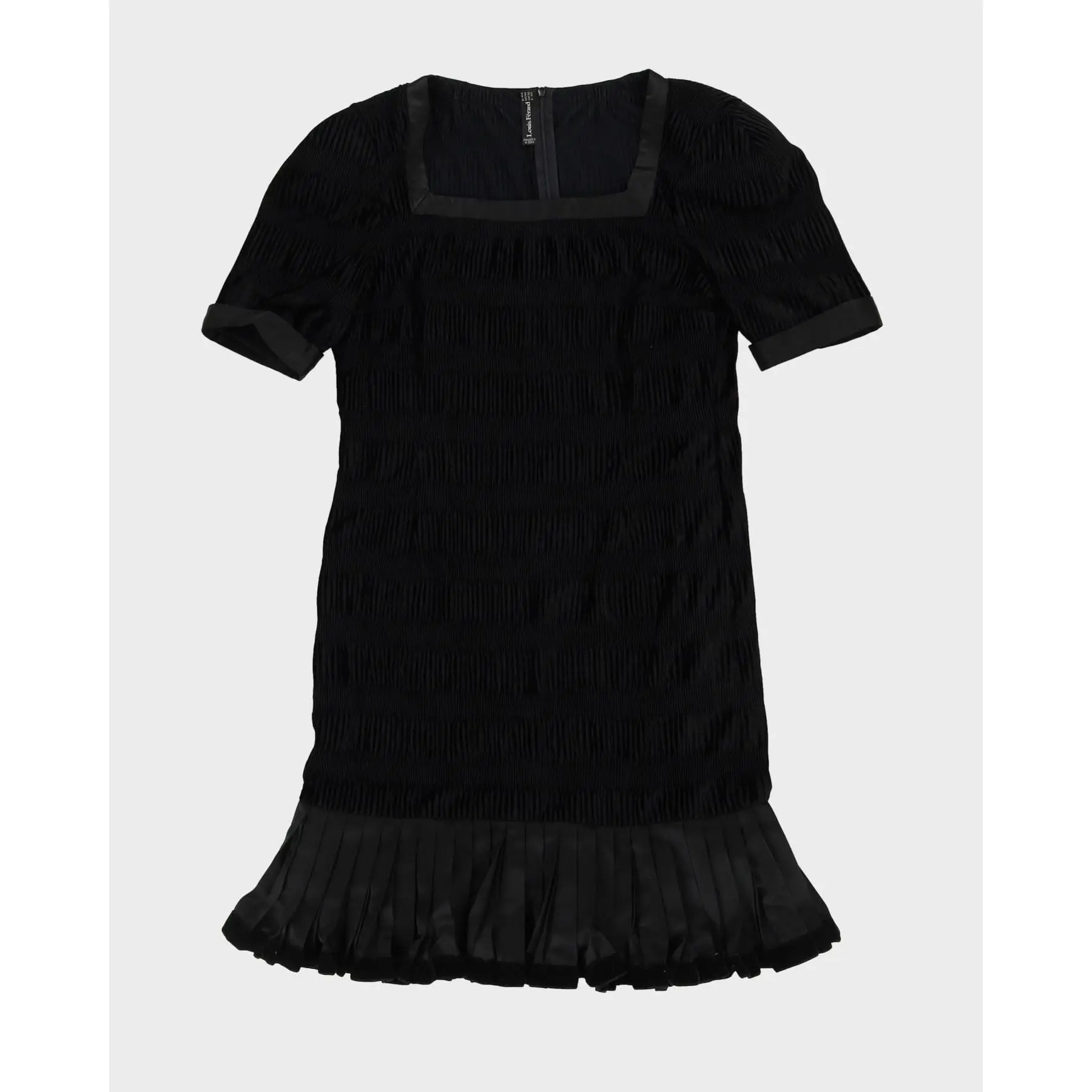 Preowned Louis Feraud Black Micro Pleated Velvet Dress - M
