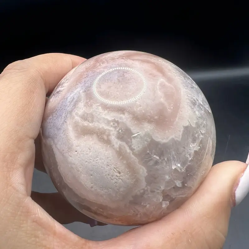 Pink amethyst flower agate sphere 2