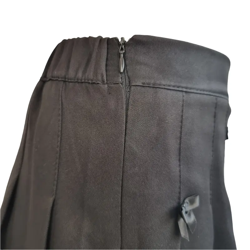 Black Pleated Mini Skirt with Ribbon Bow Accents 3