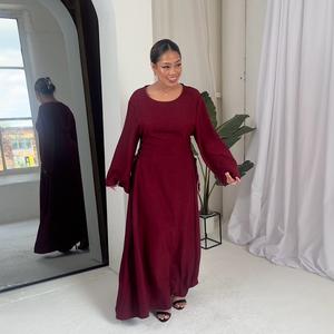 BERBISH Princess Double Cross Tie Dress with Flared Sleeves, One Size (6-16), Premium Quality - Womenswear Modest Dress (140 cm), Casual Elegant Formal Feminine Lady Comfortable graduation Minimalist