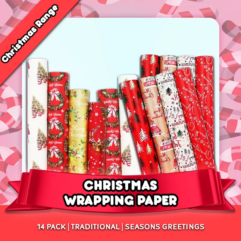 4M Mixed 14 Roll Wrapping Paper Set | Amazing & Colourful Wrapping Paper 56M WRAPPING PAPER 1