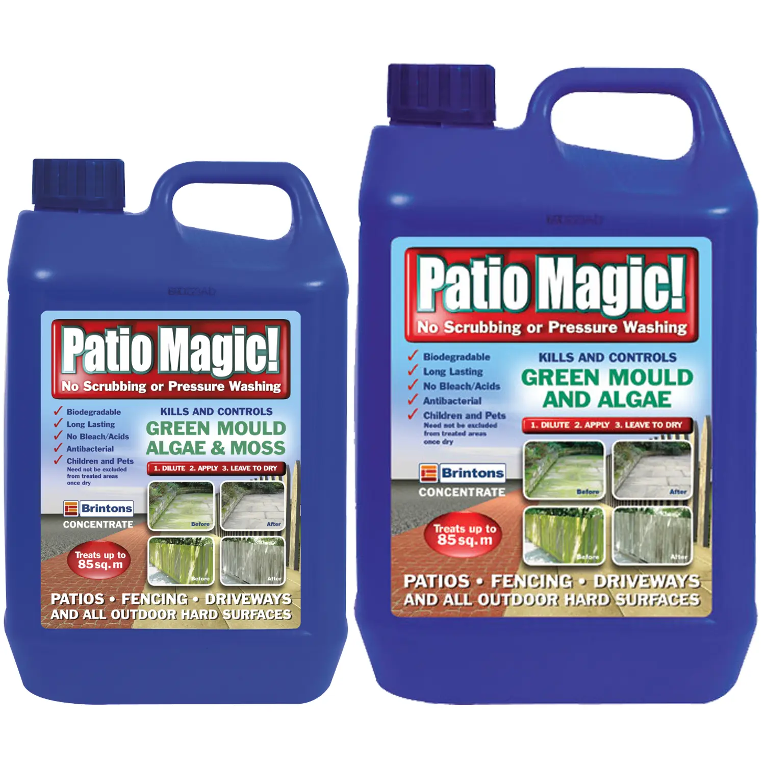 Patio Magic! Concentrate Ideal for Patios, Paths, Driveways, Fencing (Kills Controls Algae and Lichens) - Antibacterial, Long Lasting, Biodegradable