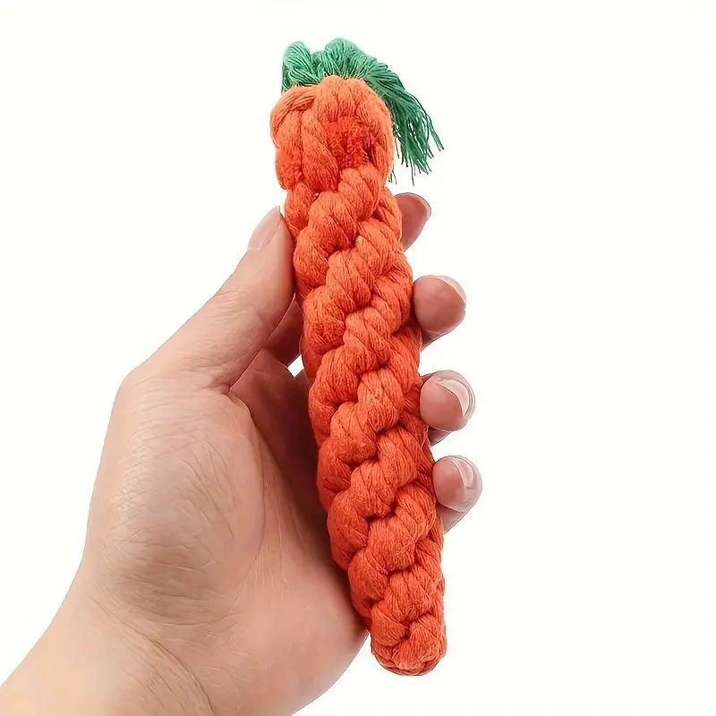 Interactive Dog Chew Toy for Small Breeds - Durable Carrot-Shaped Fabric Tug of War Rope Toy with Tassel for Teeth Grinding and Play, Suitable for Aggressive Chewers 3