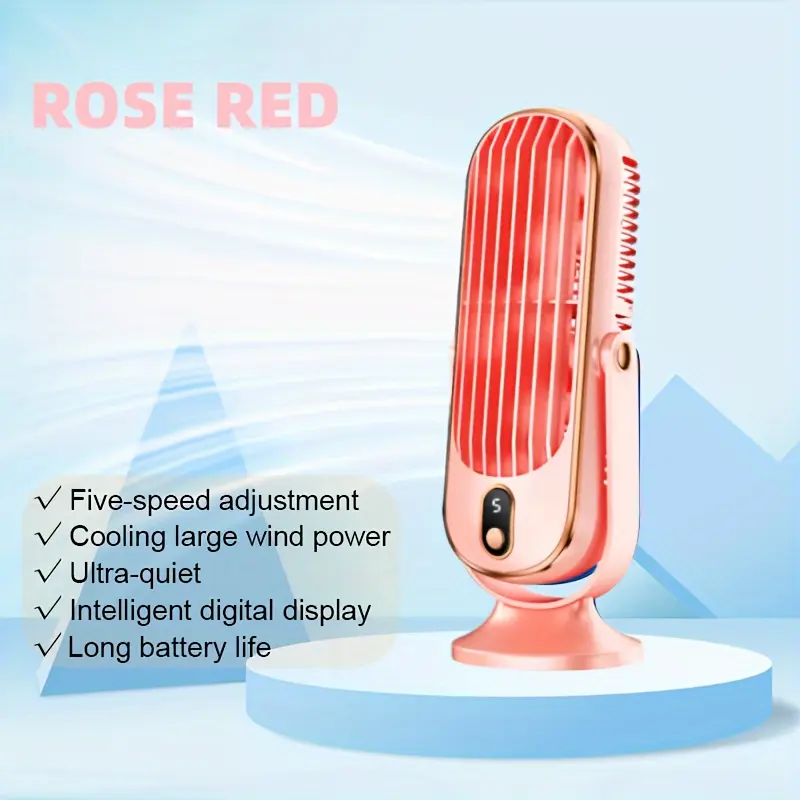 [Portable Air Conditioner Fan] 1pc Portable Air Conditioner Fan - 5-Speed USB Rechargeable Cooling Fan with Dual Motor, Large Battery, 720° Surround Air Blower - Ideal for Office, Travel, Camping, Outdoor RV 5