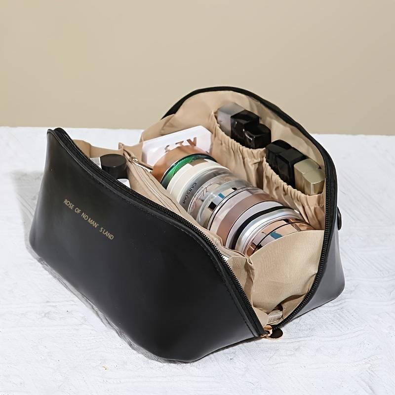 (Next Day Delivery) Women's Travel Makeup Bag – Large Capacity Cosmetic Travel Bag with Divider and Handle – Waterproof PU Leather Toiletry Organizer 3
